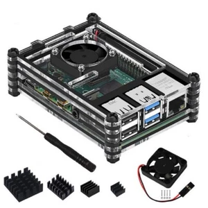 9-lagiges transparentes Acrylgehäuse mit Lüfter für Raspberry Pi 4B. - Bild 1 von 7