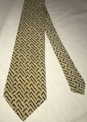 Vintage 1980s POLO RALPH LAUREN Silk Men’s Neck Tie Beige Geometric 54.5” - Image 1 of 4