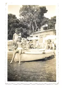 1949 CASTIGLIONCELLO : BAGNI AUSONIA TRE BAMBINI AL MARE FOTO DENTELLATA ORIGIN - Foto 1 di 2