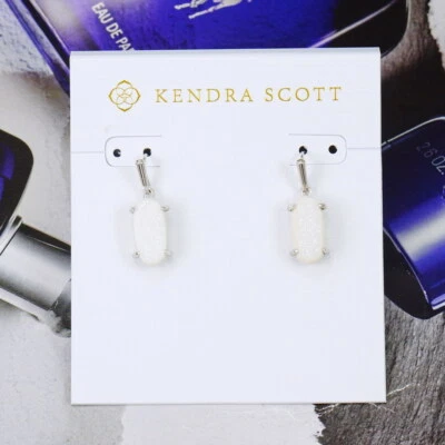 Clearance!! NWOT Kendra Scott Lemmi White Drusy Earrings Silver Tone - Image 1 of 4