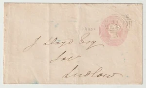 1845 =480= NUMERAL & UDC KNIGHTON  RADNORSHIRE 1d PINK STATIONERY ENV TO LUDLOW - Foto 1 di 2
