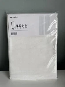 Classic IKEA Silverlohn Simple White Longer Length Linen Look Sheer Curtains - Picture 1 of 4