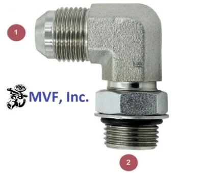 1" Male JIC 37° Flare x 1" Male ORB 90° Elbow Zinc Plated 6801-16-16 - Image 1 of 4