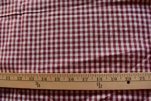 MAROON & TAN  HOMESPUN  CHECKS COTTON FABRIC  23X44 INCHES - Picture 1 of 2