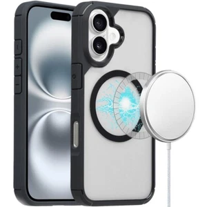 For iPhone 16 Plus 6.7in Case Magnetic Circle Rugged Thick Layer +Tempered Glass - Picture 1 of 6
