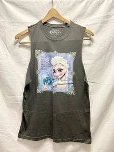 Disney Frozen Elsa ärmelloses Tanktop mit grafischem Druck grau roher Rand Damengröße S - Bild 1 von 15
