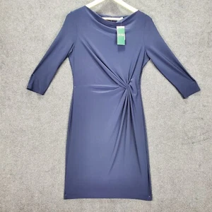 Vestido Vaina Lauren Ralph Lauren Acanalado 3/4 Slv Azul Marino Sólido Elástico Talla 6 - Imagen 1 de 20