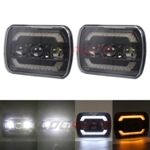 For Peterbilt GMC Savana 5x7'' 7x6'' LED Headlights Turn Signal DRL High Lo Beam - Picture 1 of 10