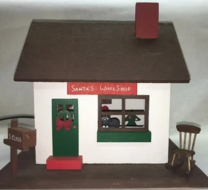 Vintage Hand Made 1989 Santa's Workshop, 7" X 5" X 4 3/4" tall, Detail, Painted - Picture 1 of 7