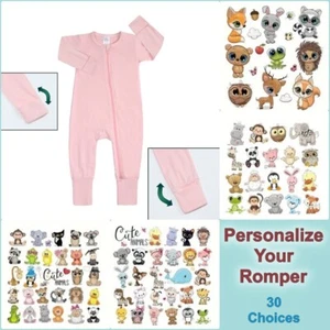 BABY ROMPER Sleeper Mitted Footed/Footless Double Zipper Cotton Pink Girl 12-18m - Picture 1 of 45