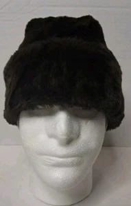 Vintage United Hatters Cap & Millinery Workers Brown Faux Fur Winter Hat Size L - Picture 1 of 10