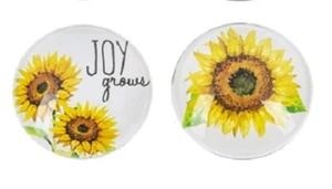 CBK/Ganz Set of 2 SUNFLOWER Glass Magnets "Joy Grows" & Sunflower  - Picture 1 of 5