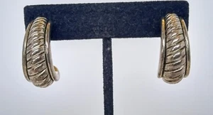 Premier Designs Vintage Silvertone Antique Look Crescent Half Hoop Earrings 1.25 - Picture 1 of 8