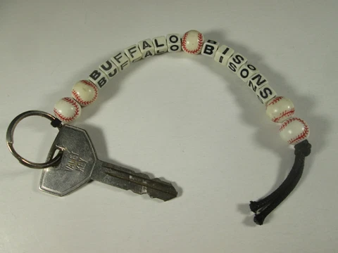 Buffalo Bisons 1960's 90's Keychain w/Celluloid or Plastic Baseballs -Valet Key Cover