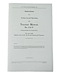 IH International Mcormick No 112-V Sickle Mower Manual I-12 O-12 W-12 Fairway-12 - Picture 1 of 6