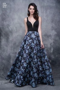 Nina Canacci 5119 schwarz blau Brokat Ballkleid Kleid 14 - Bild 1 von 5