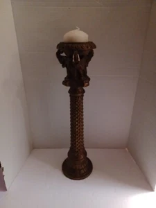 Collectab Elephant 20 In Resin Candle Stand Figuring With 3 Elephants Around Top - Picture 1 of 24