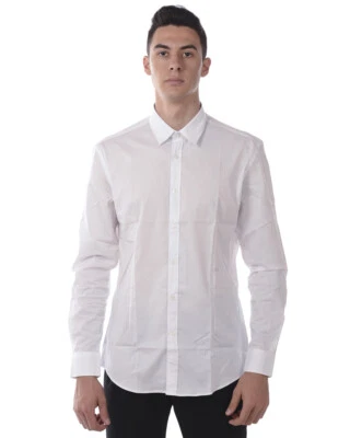 Camicia Daniele Alessandrini Shirt Cotone Uomo Bianco C1507B7513806 2 - Immagine 1 di 4