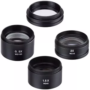 AmScope 0.5X to 2X Barlow Lens Set For SM Series Stereo Microscopes w 48mm mount - Picture 1 of 2