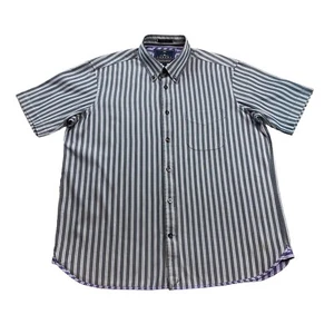 Blue Harbour Mens Shirt Size Large Blue Mix Luxury Cotton Short Sleeve Button Up - Picture 1 of 11