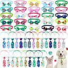 50 Pieces Summer Pet Dog Bow Tie Collar Set Includes 25 Dog Neckties and 25 D...