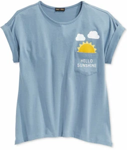 Max & Riley Girls’ "Hello Sunshine" Graphic Print Pocket Tee, Size Large - Picture 1 of 1