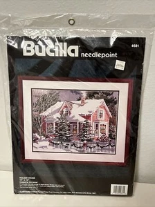 Vintage Bucilla Needlepoint Kit #4681 Holiday House 16x12" New - Picture 1 of 7