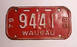 Vintage Wisconsin 1979-80 Wausau Bicycle License Plate - Bild 1 von 1