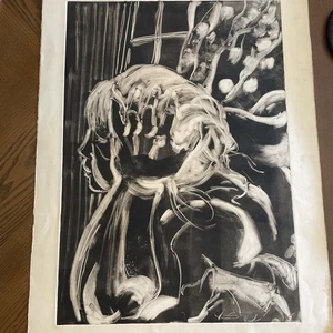 Vintage 70er Jahre Kunstwerk Figur Gemälde— Karen Ann Nelson— Original Life Study Art - Bild 1 von 3