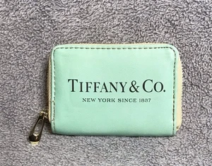 Tiffany & Co. Cuero Portafotos o Tarjetas de Crédito Cremallera Alrededor Cartera Tiffany Azul - Imagen 1 de 11