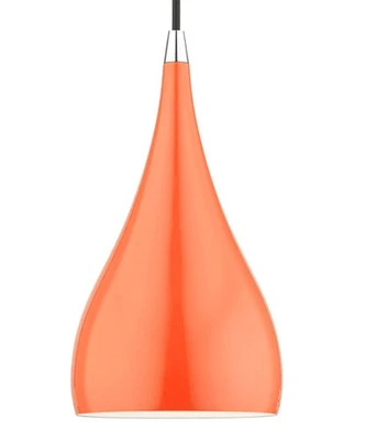 Livex Lighting 41171 Amador 6"W Mini Pendant - Shiny Orange / Polished Chrome - Image 1 of 4