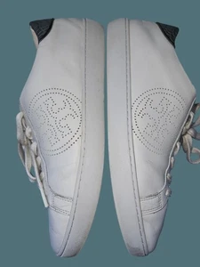 Tory Burch Leather Leigh T Logo Off White Sneakers Women Size 11M - Picture 1 of 15