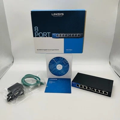 Linksys LGS108 8-Port Business Desktop Gigabit Ethernet Network Switch 1000Mbps - Image 1 of 4