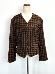 Bentalls Fashion Vintage Womens Jacket 16 XL Black Orange Tweed Wool Blend 80s - Bild 1 von 12