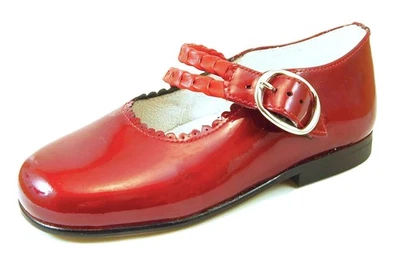 DE OSU - Spain -Girls Burgundy Red Patent Leather Dress Shoes -European -Size 7 - Image 1 of 4