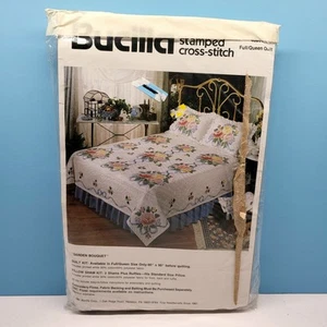 Bucilla Stamped Cross-stitch Quilt Pattern "Garden Bouquet" #40601 *NEW - Picture 1 of 4