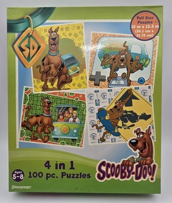 Scooby-Doo "4 in 1" 100 pc Puzzle Set, 4 Complete Puzzles in 1 Box, NEW/SEALED - Image 1 of 4