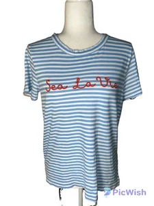 Loft Women’s Embroidered 'Sea La Vie' T Shirt Size Small - Picture 1 of 3
