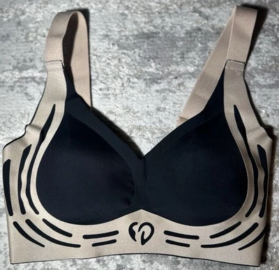 Generic Super Gather Bra Wireless Push-Up Bra Lifting Black & Tan Size M - Image 1 of 4