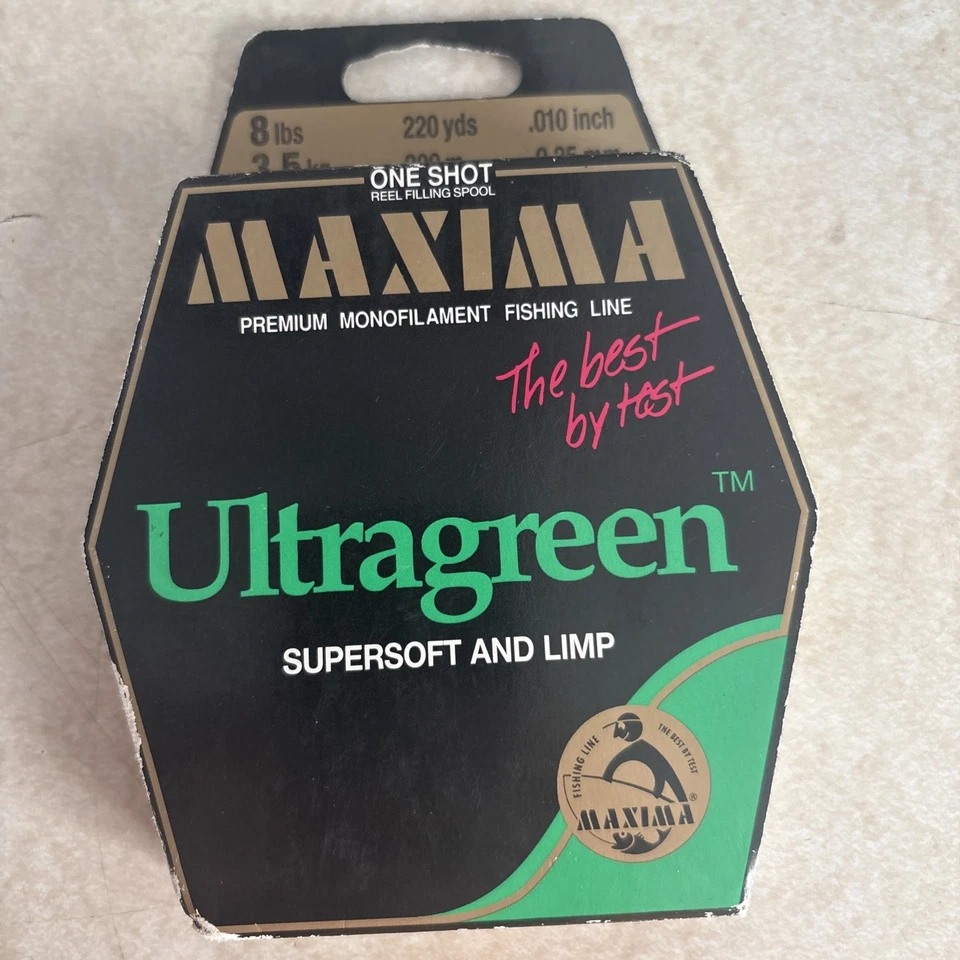 Línea de pesca de prueba Máxima One Shot 8 lb 220 yardas ultraverde nuevo stock antiguo de colección Foto 1 de 4