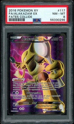 2016 Pokemon XY Fates Collide Alakazam EX FULL ART #117 PSA 8 NM-MT - Image 1 of 2