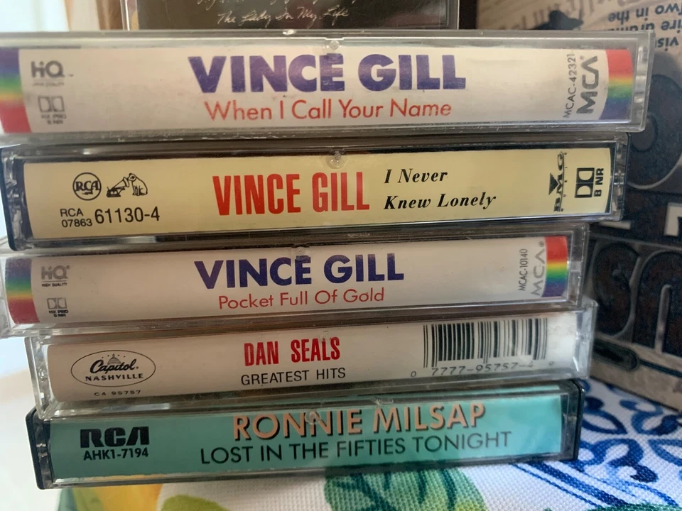 5 country tape lot (3) Vince Gill....  (1)Dan Seals..(1) Ronnie Milsap - Image 1 of 1