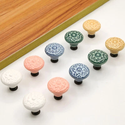 Möbelknopf Keramik Möbelgriffe Schrank Schubladen KNÖPFE Knauf Geprägte Farbe - Bild 1 von 4