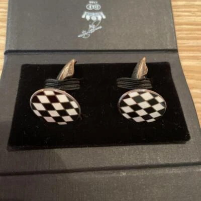 DEAKIN & FRANCIS Sterling Silver & Enamel Checkerboard Cufflinks - Unused - Image 1 of 4