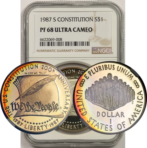 1987-S Constitution $1 NGC PF68 UCAM (Multi Tone) Modern Commemorative Dollar Cover