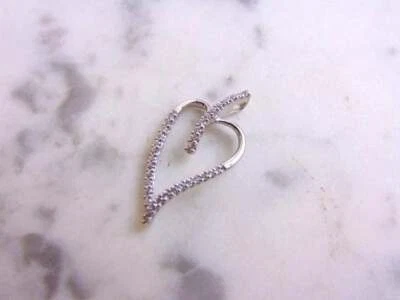 Amazing Long Heart Shape With Bright 925 Silver & Round Cubic Zirconia Pendant - Image 1 of 3