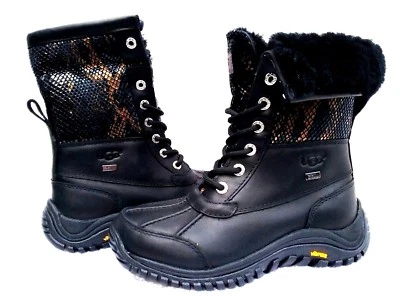 UGG Adirondack II Exotic Woman Black Leather Sheepskin Waterproof Boots US 5,5   - Image 1 of 4