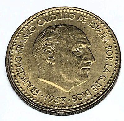 # C1686   SPAIN  COIN,   ONE  PESETA   1963 ( 65 ) - Image 1 of 2