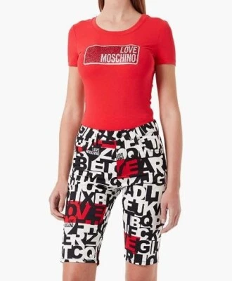 Love Moschino Pantalones Cortos Todo Letras Talla 42IT/10UK Elásticos, Ver Medida Foto 1 de 4