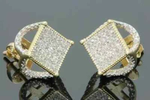 2Ct Round Cut Lab Created Diamond Women's Stud Earrings 14k Yellow Gold Plated - Picture 1 of 4